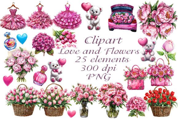 Download Clipart of Love and Flowers PNG - Clipart Collection