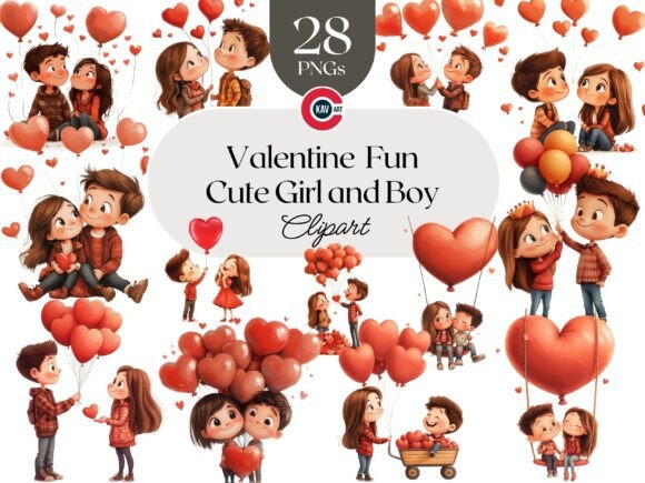 Download Cute Valentine Girl and Boy Clipart - Clipart Collection