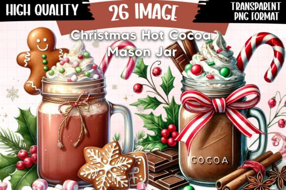Download Christmas Hot Cocoa Mason Jar ClipArt's - Clipart Collection