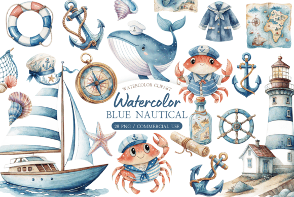 Download Watercolor Nautical Clipart Bundle - Premium Resources