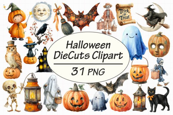 Download Vintage Halloween DieCuts Clipart - Clipart Collection