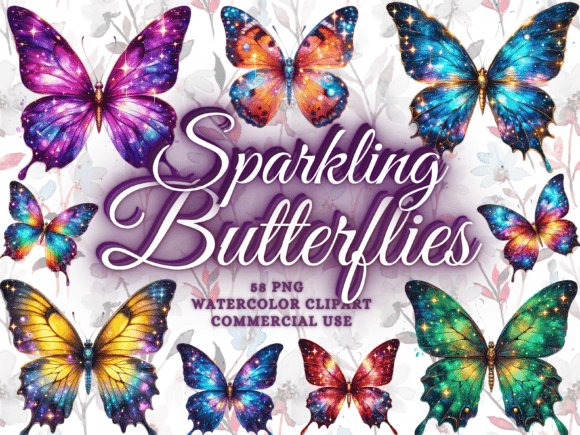 Download Sparkling Butterflies Clipart PNG Bundle - Clipart Collection