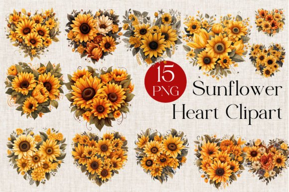 Download Heart Shaped Sunflowers Clipart - Clipart Collection