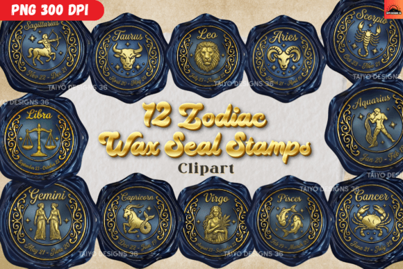 Download Gold Zodiac Wax Seal Stamps Clipart PNG - Clipart Collection