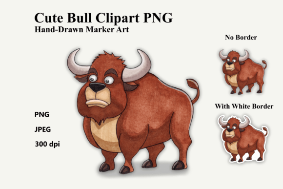 Download Cute Bull Clipart PNG Marker Art - Clipart Collection