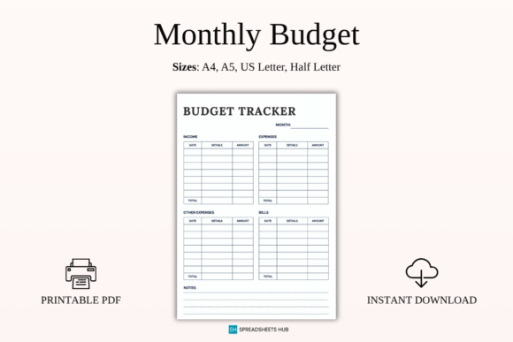 Download Printable Monthly Budget Tracker PDF - Pdf Collection