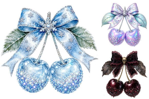 Download Glitter Cherry Bow Clipart Bundle - Clipart Collection