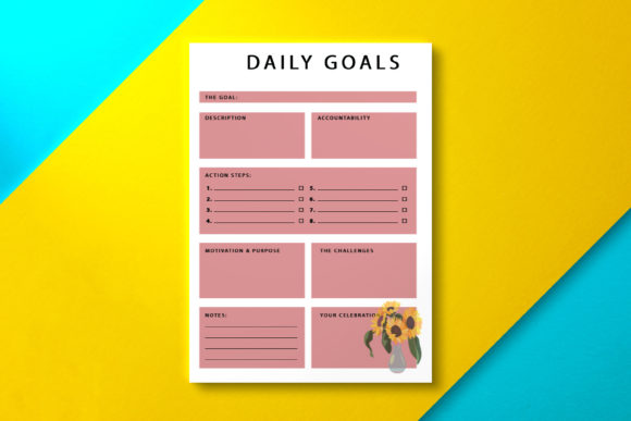 Download Daily Goal Planner Sunflower - Goal planner Collection