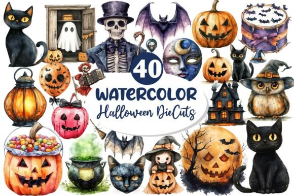 Download Vintage Halloween DieCuts Clipart - Clipart Collection