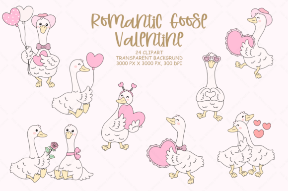 Download Romantic Goose Valentine Clipart - Clipart Collection