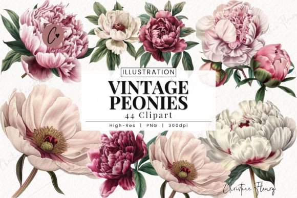 Download Vintage Peonies Clipart, Floral PNG - Clipart Collection