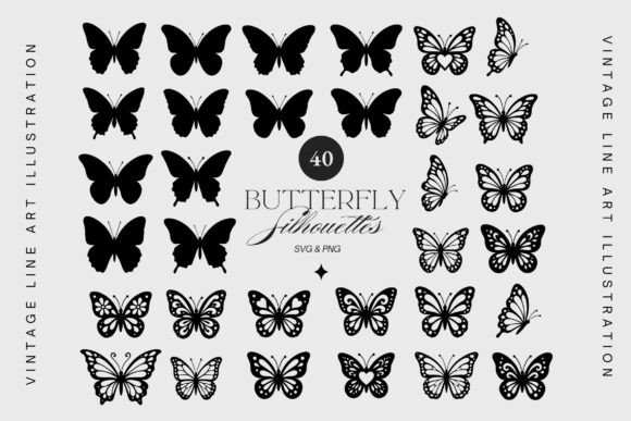 Download 40 Butterflies Silhouette SVG Clipart - Clipart Collection