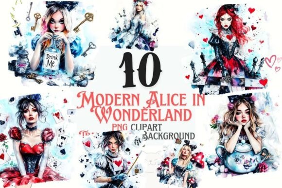 Download Modern Alice in Wonderland Clipart Set - Clipart Collection
