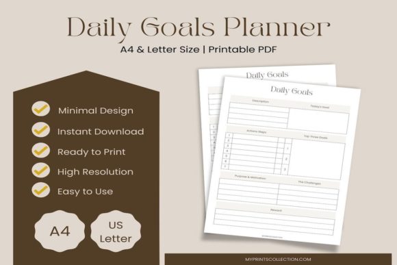 Download Daily Goal Planner Printable | A4/Letter - Goal planner Collection