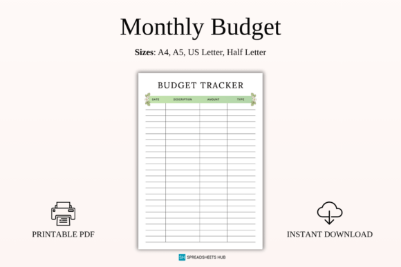 Download Floral Monthly Budget Tracker PDF - Pdf Collection