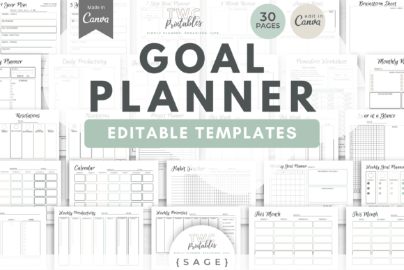 Download Goal Planner Canva Templates | SAGE - Goal planner Collection