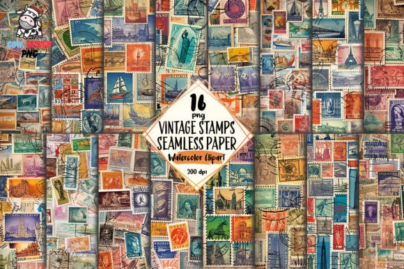Download Vintage Stamps Seamless Paper Clipart - Clipart Collection