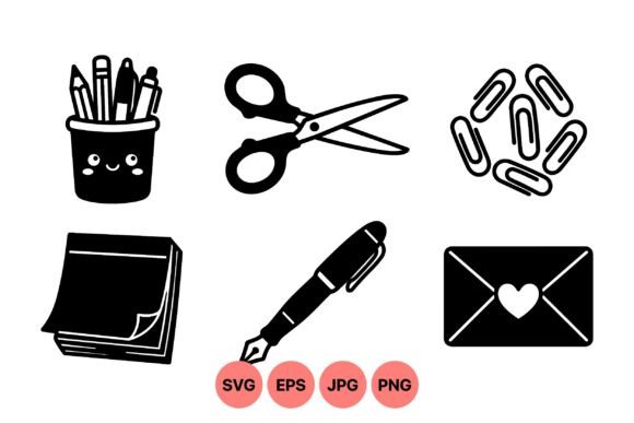 Download Cute Office Supplies Clipart Set - Clipart Collection