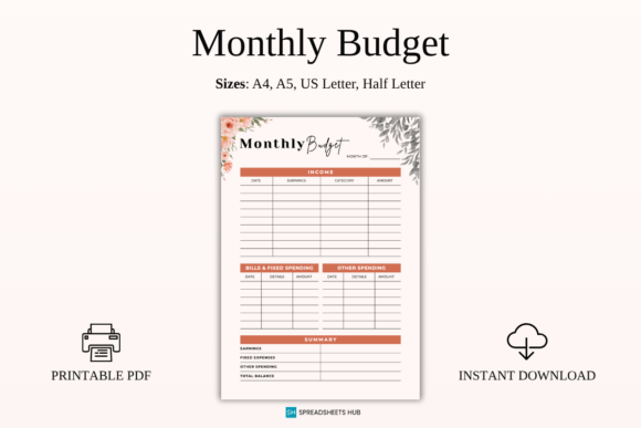 Download Aesthetic Floral Monthly Budget PDF - Pdf Collection