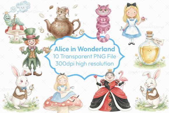 Download Alice Wonderland Clipart PNG Bundle Sets - Clipart Collection