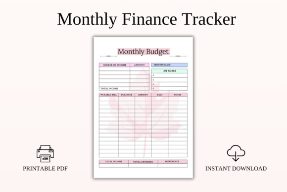 Download Monthly Finance Tracker Printable PDF - Pdf Collection