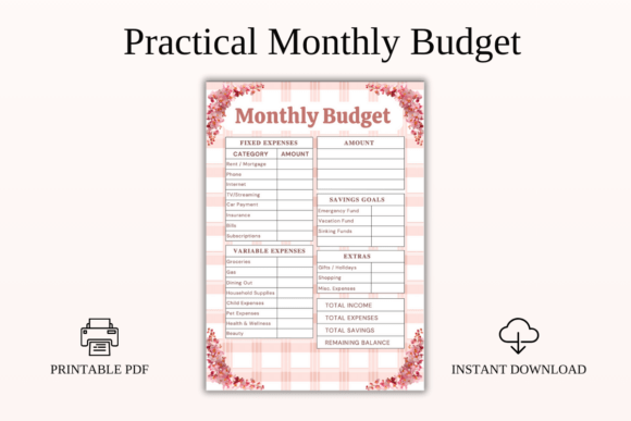 Download Practical Monthly Budget PDF Printable - Pdf Collection