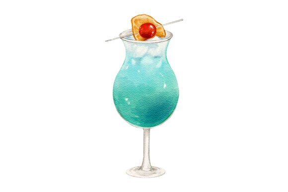 Download Watercolor Blue Lagoon Cocktail Clipart - Clipart Collection