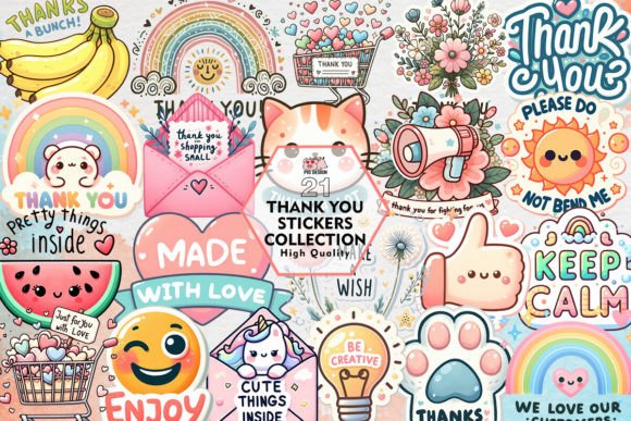 Download Thank You Stickers Bundle Clipart PNG - Clipart Collection