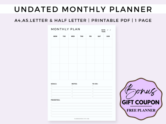 Download Undated Monthly Planner Printable PDF - Pdf Collection