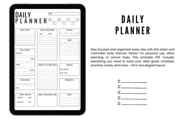 Download Minimalist Daily Planner | Printable PDF - Pdf Collection