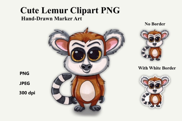 Download Cute Cartoon Lemur Mascot Clipart PNG - Clipart Collection