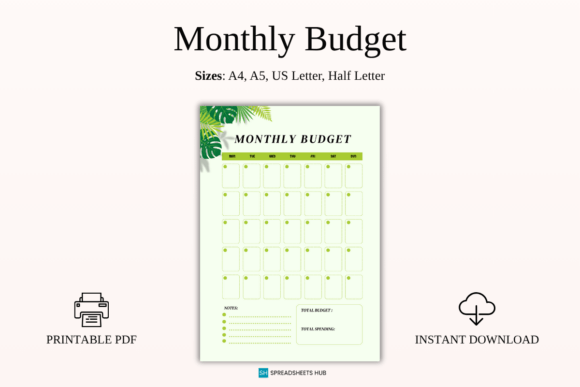 Download Tropical Monthly Budget Calendar PDF - Pdf Collection
