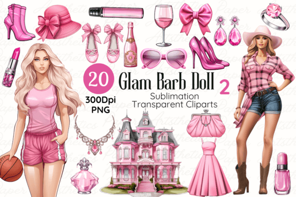 Download Glam Barbi-e Doll Sublimation Cliparts - Clipart Collection